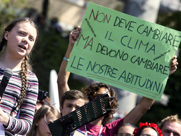 Greta Thunberg alla manifestazione in Italia per il Fridays for future